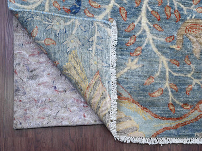 Blue 2'6" x 25'7" Oushak And Peshawar Hand knotted Wool Rug - Sku: O089823