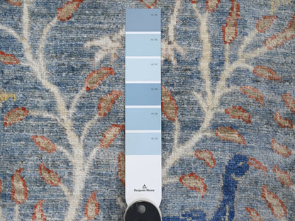 Blue 2'6" x 25'7" Oushak And Peshawar Hand knotted Wool Rug - Sku: O089823
