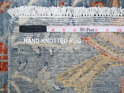 Blue 2'6" x 25'7" Oushak And Peshawar Hand knotted Wool Rug - Sku: O089823
