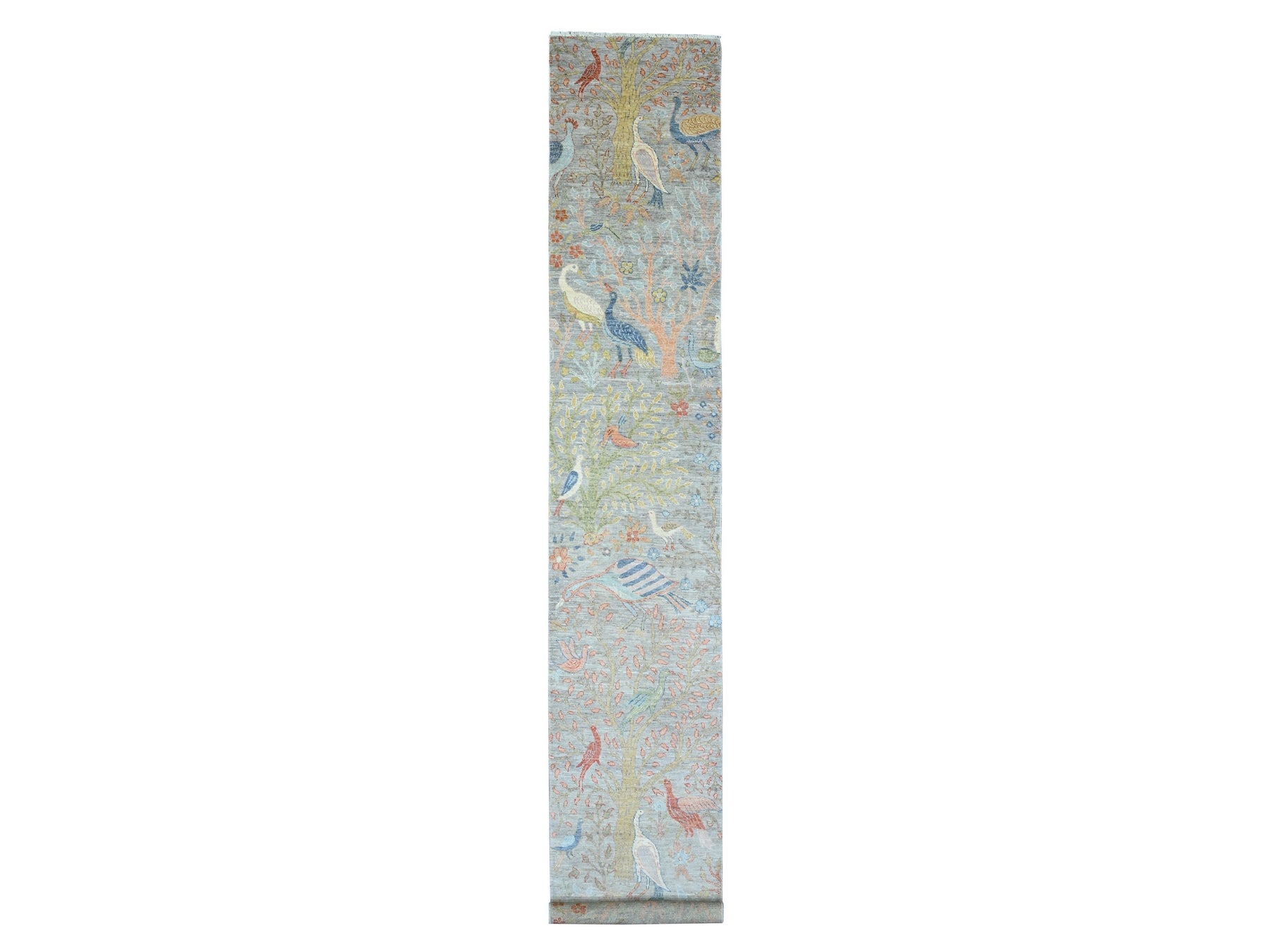Peshawar Oushak hand-knotted wool runner in Gray, 2'6" x 16' — SKU O089824
