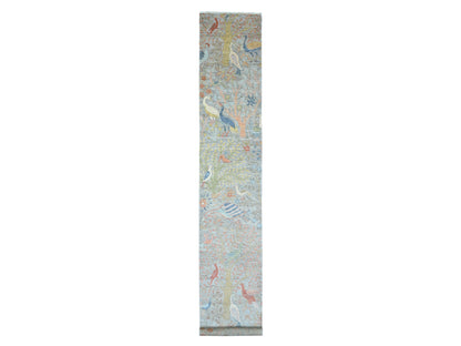 Peshawar Oushak hand-knotted wool runner in Gray, 2'6" x 16' — SKU O089824