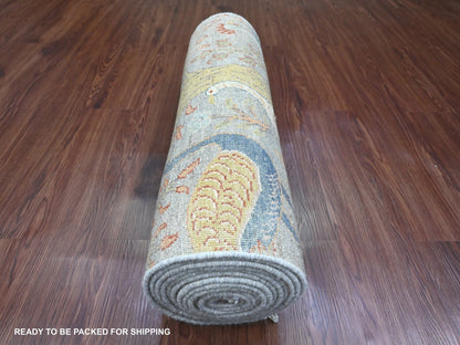 Peshawar Oushak hand-knotted wool runner in Gray, 2'6" x 16' — SKU O089824 (view 4)