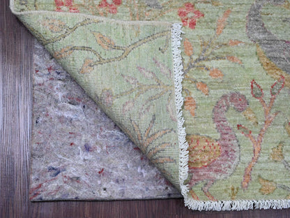 Green 5'0" x 6'2" Oushak / Peshawar Hand knotted Wool Rug - Sku: O089828