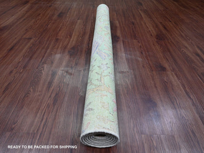 Green 5'0" x 6'2" Oushak / Peshawar Hand knotted Wool Rug - Sku: O089828