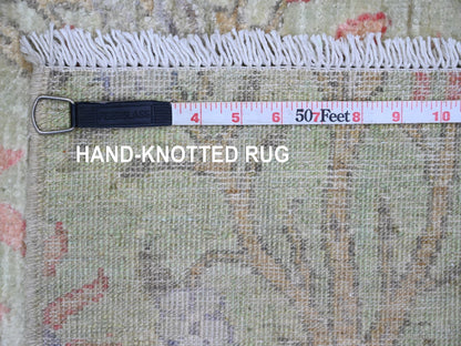 Green 5'0" x 6'2" Oushak / Peshawar Hand knotted Wool Rug - Sku: O089828