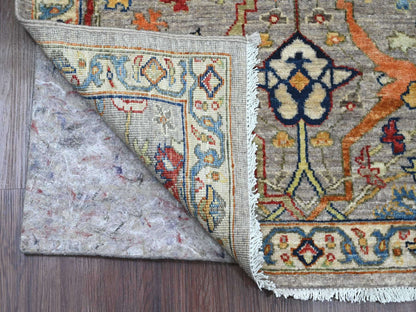 Peshawar Oushak hand-knotted wool runner in Gray & Ivory, 2'11" x 10'10" — SKU O089830 (view 2)