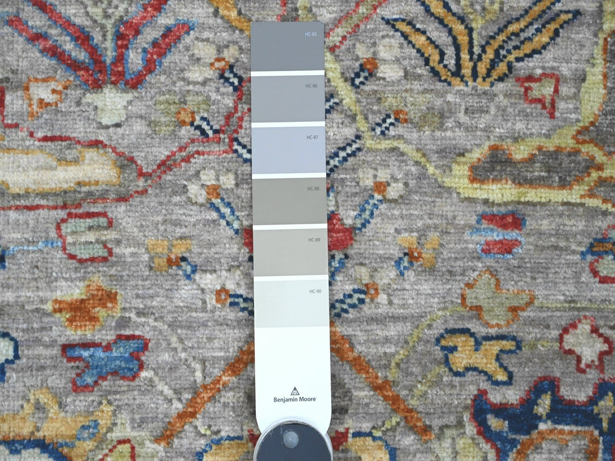 Peshawar Oushak hand-knotted wool runner in Gray & Ivory, 2'11" x 10'10" — SKU O089830 (view 3)