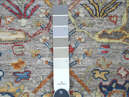 Peshawar Oushak hand-knotted wool runner in Gray & Ivory, 2'11" x 10'10" — SKU O089830 (view 3)