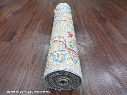 Peshawar Oushak hand-knotted wool runner in Gray & Ivory, 2'11" x 10'10" — SKU O089830 (view 4)