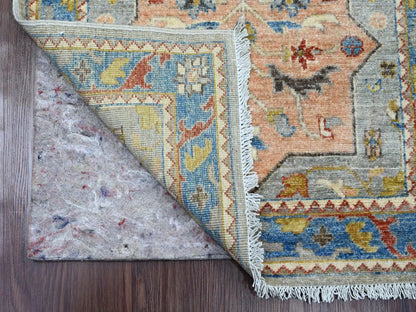 Peshawar Oushak hand-knotted wool runner in Gray & Blue, 2'7" x 10'2" — SKU O089831 (view 2)