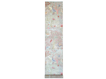 Peshawar Oushak hand-knotted wool runner in Gray, 3' x 19'5" — SKU O089837