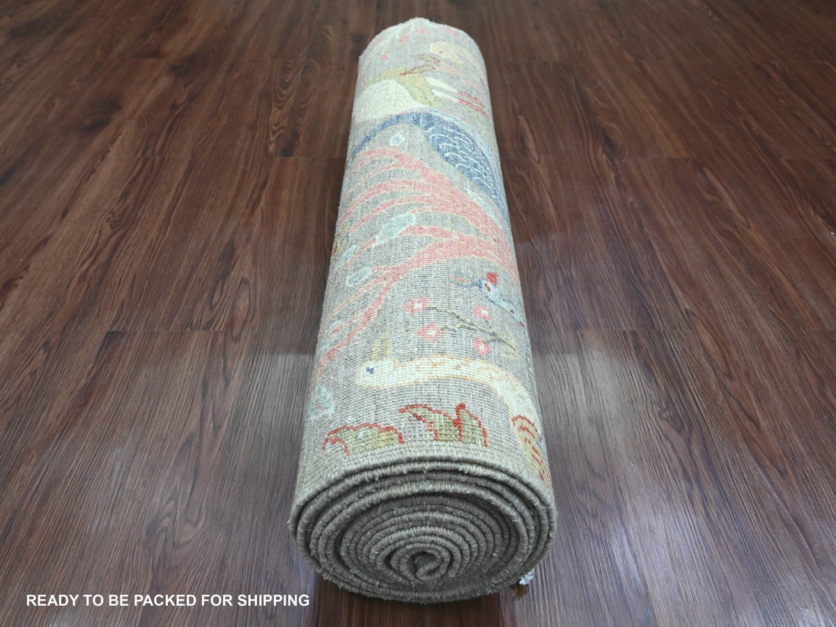 Peshawar Oushak hand-knotted wool runner in Gray, 3' x 19'5" — SKU O089837 (view 4)
