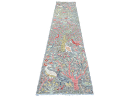 Peshawar Oushak hand-knotted wool runner in Gray, 2'7" x 11'8" — SKU O089839
