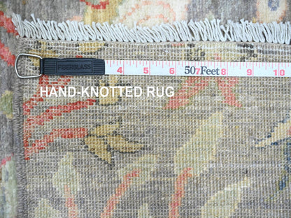 Grey 2'7" x 11'8" Oushak And Peshawar Hand knotted Wool Rug - Sku: O089839
