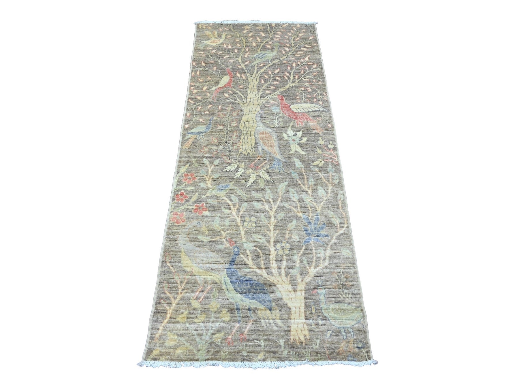Gray 2'4" x 6'1" Oushak / Peshawar Hand knotted Wool Rug - Sku: O089840