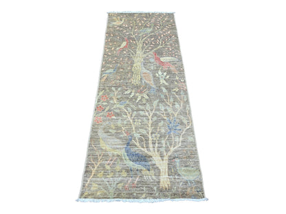 Peshawar Oushak hand-knotted wool runner in Gray, 2'4" x 6'1" — SKU O089840