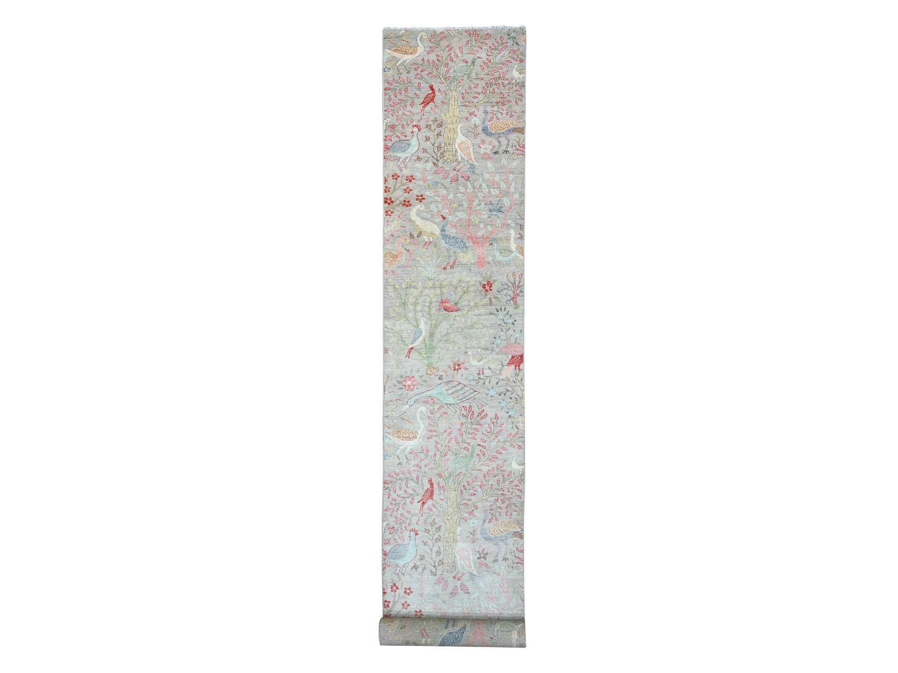 Peshawar Oushak hand-knotted wool runner in Gray, 3' x 24' — SKU O089841