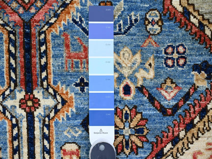 Blue 5'11" x 9'0" Oushak And Peshawar Hand knotted Wool Rug - Sku: O089844