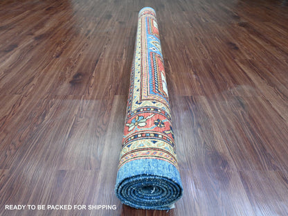 Blue 5'11" x 9'0" Oushak And Peshawar Hand knotted Wool Rug - Sku: O089844