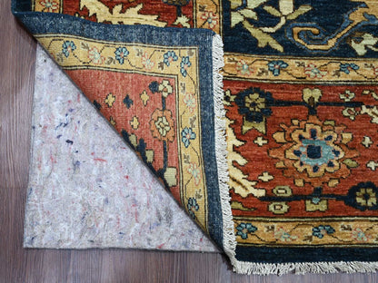 Blue 9'1" x 11'8" Oushak And Peshawar Hand knotted Wool Rug - Sku: O089852