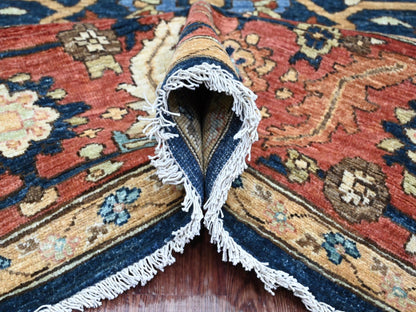 Blue 9'1" x 11'8" Oushak And Peshawar Hand knotted Wool Rug - Sku: O089852