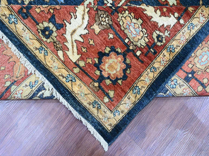 Blue 9'1" x 11'8" Oushak And Peshawar Hand knotted Wool Rug - Sku: O089852
