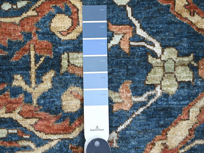 Blue 9'1" x 11'8" Oushak And Peshawar Hand knotted Wool Rug - Sku: O089852