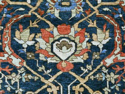 Blue 9'1" x 11'8" Oushak And Peshawar Hand knotted Wool Rug - Sku: O089852