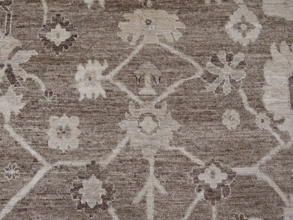 Brown 9'0" x 11'9" Oushak / Peshawar Hand knotted Wool Rug - Sku: O089867