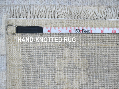 Ivory 2'8" x 6'0" Oushak And Peshawar Hand knotted Wool Rug - Sku: O089876