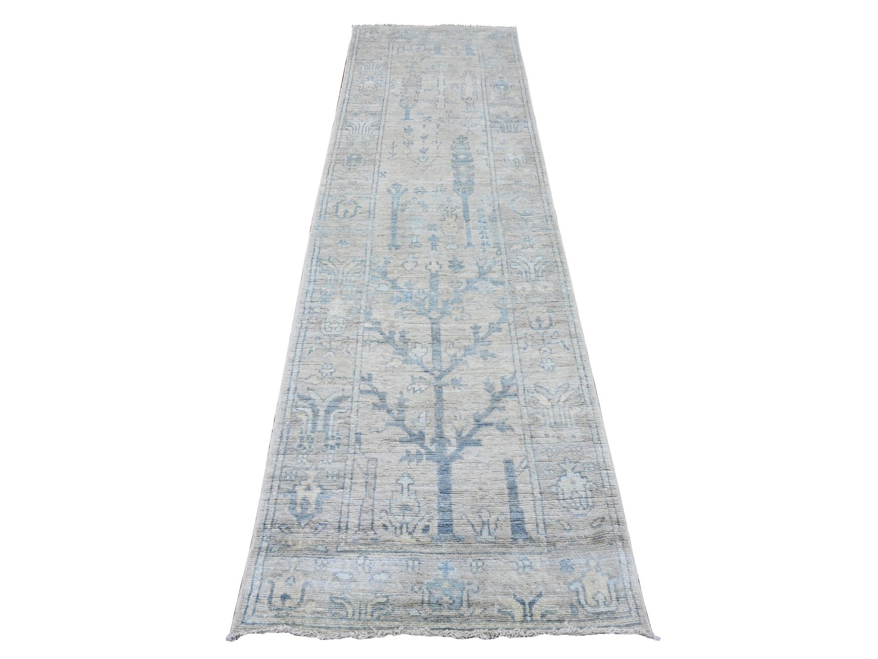 Ivory 2'10" x 10'0" Oushak / Peshawar Hand knotted Wool Rug - Sku: O089878