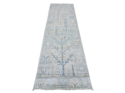 Oushak Oushak hand-knotted wool runner in Ivory & Gray, 2'10" x 10' — SKU O089878