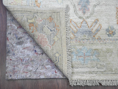 Oushak hand-knotted wool runner in Ivory & Green, 2'8" x 15'7" — SKU O089879 (view 2)