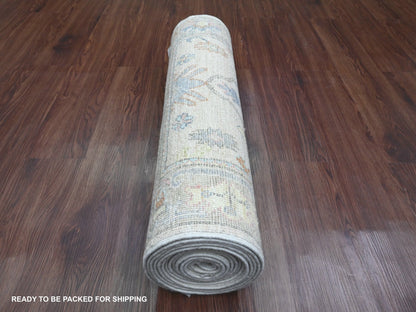 Oushak hand-knotted wool runner in Ivory & Green, 2'8" x 15'7" — SKU O089879 (view 4)