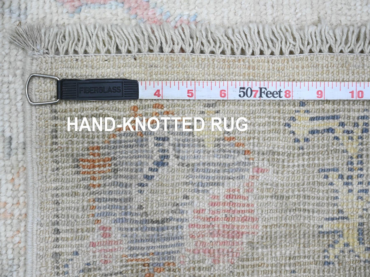 Oushak hand-knotted wool runner in Ivory & Green, 2'8" x 15'7" — SKU O089879 (view 6)