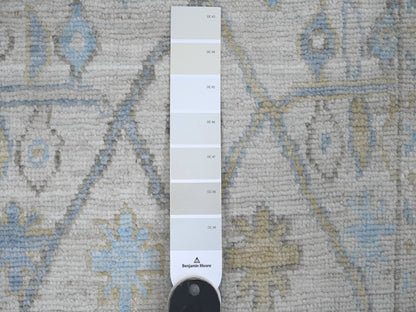 Ivory 2'8" x 13'6" Oushak And Peshawar Hand knotted Wool Rug - Sku: O089892