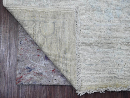 Ivory 2'9" x 7'7" Oushak And Peshawar Hand knotted Wool Rug - Sku: O089893