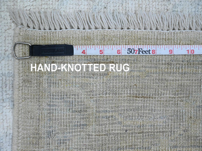 Ivory 2'9" x 7'7" Oushak And Peshawar Hand knotted Wool Rug - Sku: O089893