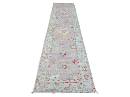 Oushak Oushak hand-knotted wool runner in Pink & Ivory, 2'10" x 11'7" — SKU O089898