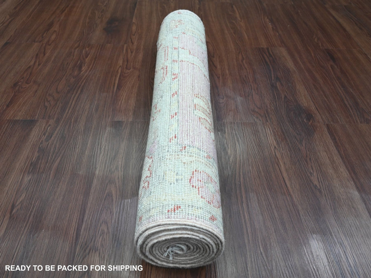 Oushak Oushak hand-knotted wool runner in Pink & Ivory, 2'10" x 11'7" — SKU O089898 (view 4)