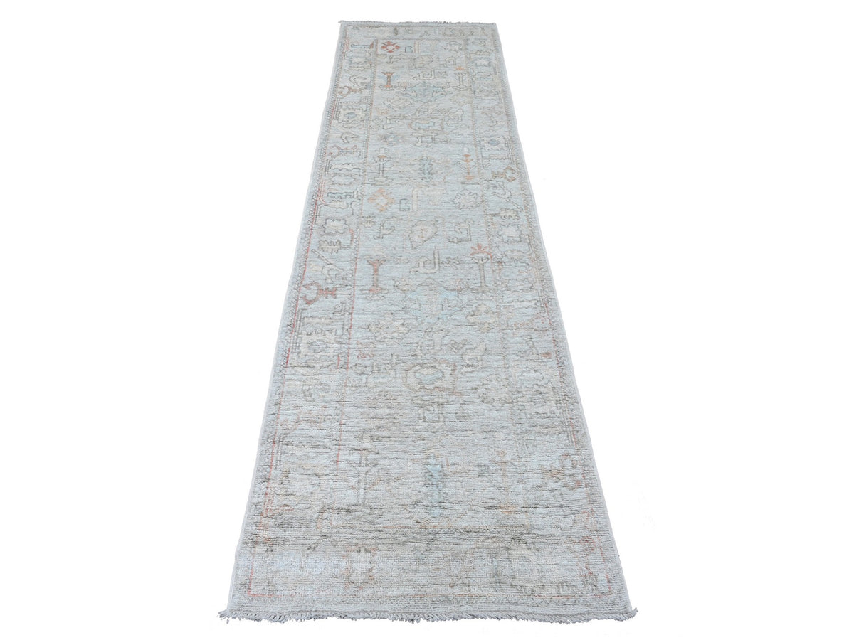 Oushak Oushak hand-knotted wool runner in Gray, 2'8" x 9'8" — SKU O089900