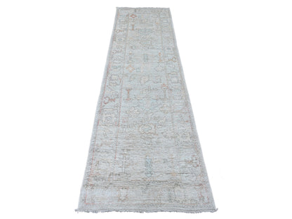 Oushak Oushak hand-knotted wool runner in Gray, 2'8" x 9'8" — SKU O089900