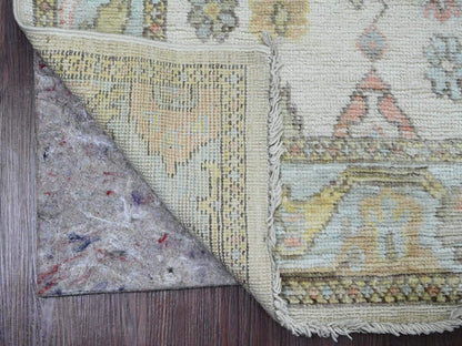 Ivory 2'7" x 9'8" Oushak And Peshawar Hand knotted Wool Rug - Sku: O089902