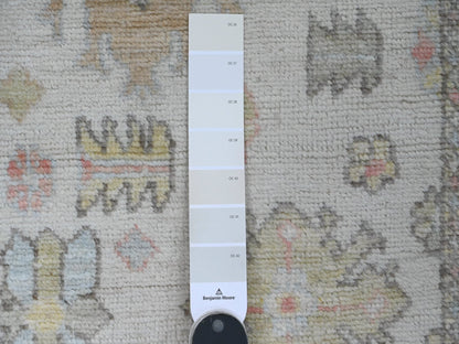 Oushak Oushak hand-knotted wool runner in Ivory & Light Blue, 2'7" x 9'8" — SKU O089902 (view 3)