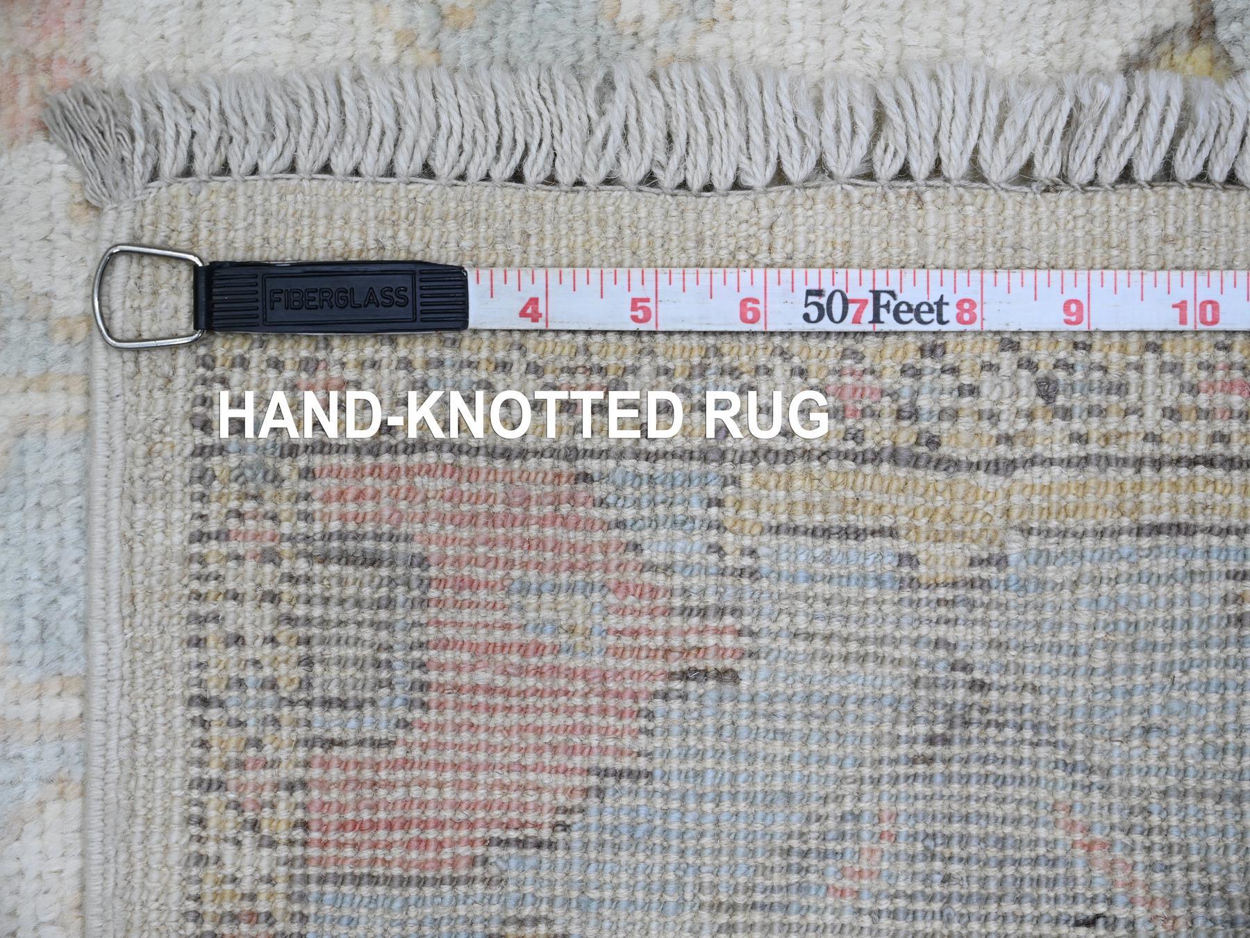 Oushak Oushak hand-knotted wool runner in Ivory & Light Blue, 2'7" x 9'8" — SKU O089902 (view 6)
