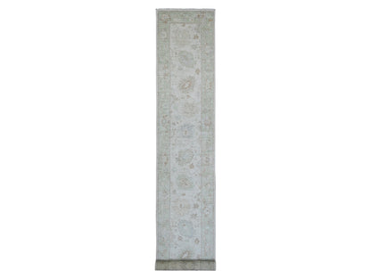 Ivory 2'10" x 19'0" Oushak And Peshawar Hand knotted Wool Rug - Sku: O089907