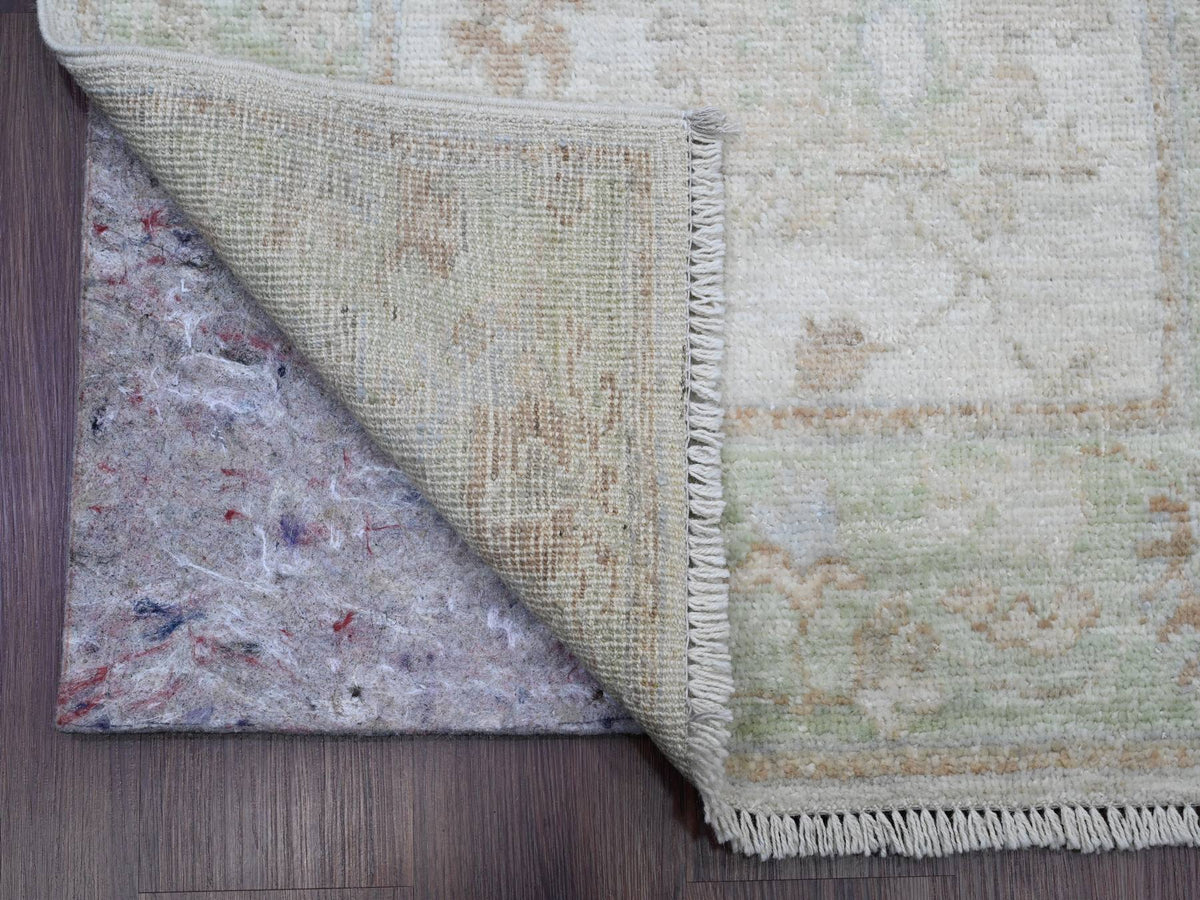 Oushak Oushak hand-knotted wool runner in Ivory & Green, 2'10" x 19' — SKU O089907 (view 2)