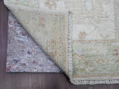 Oushak Oushak hand-knotted wool runner in Ivory & Green, 2'10" x 19' — SKU O089907 (view 2)
