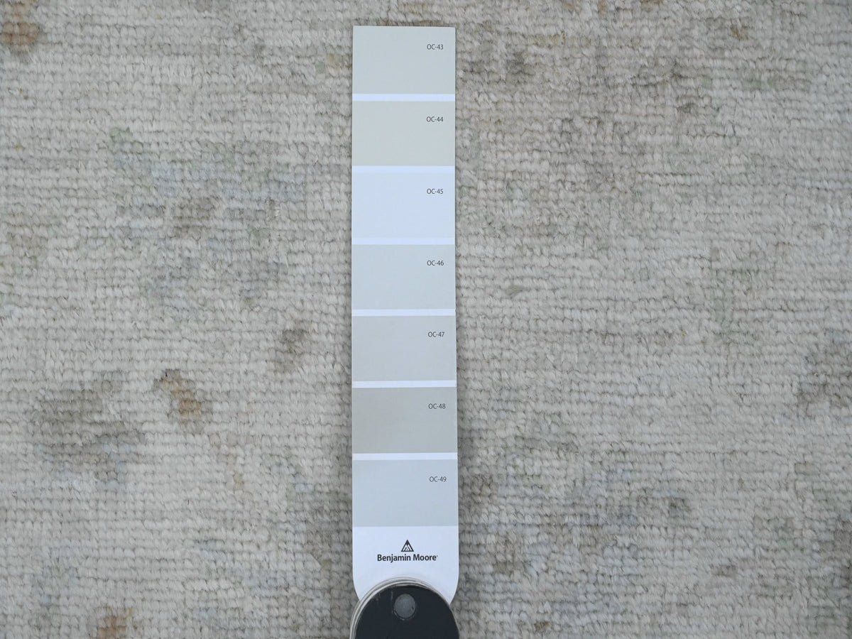 Oushak Oushak hand-knotted wool runner in Ivory & Green, 2'10" x 19' — SKU O089907 (view 3)