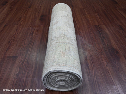 Oushak Oushak hand-knotted wool runner in Ivory & Green, 2'10" x 19' — SKU O089907 (view 4)